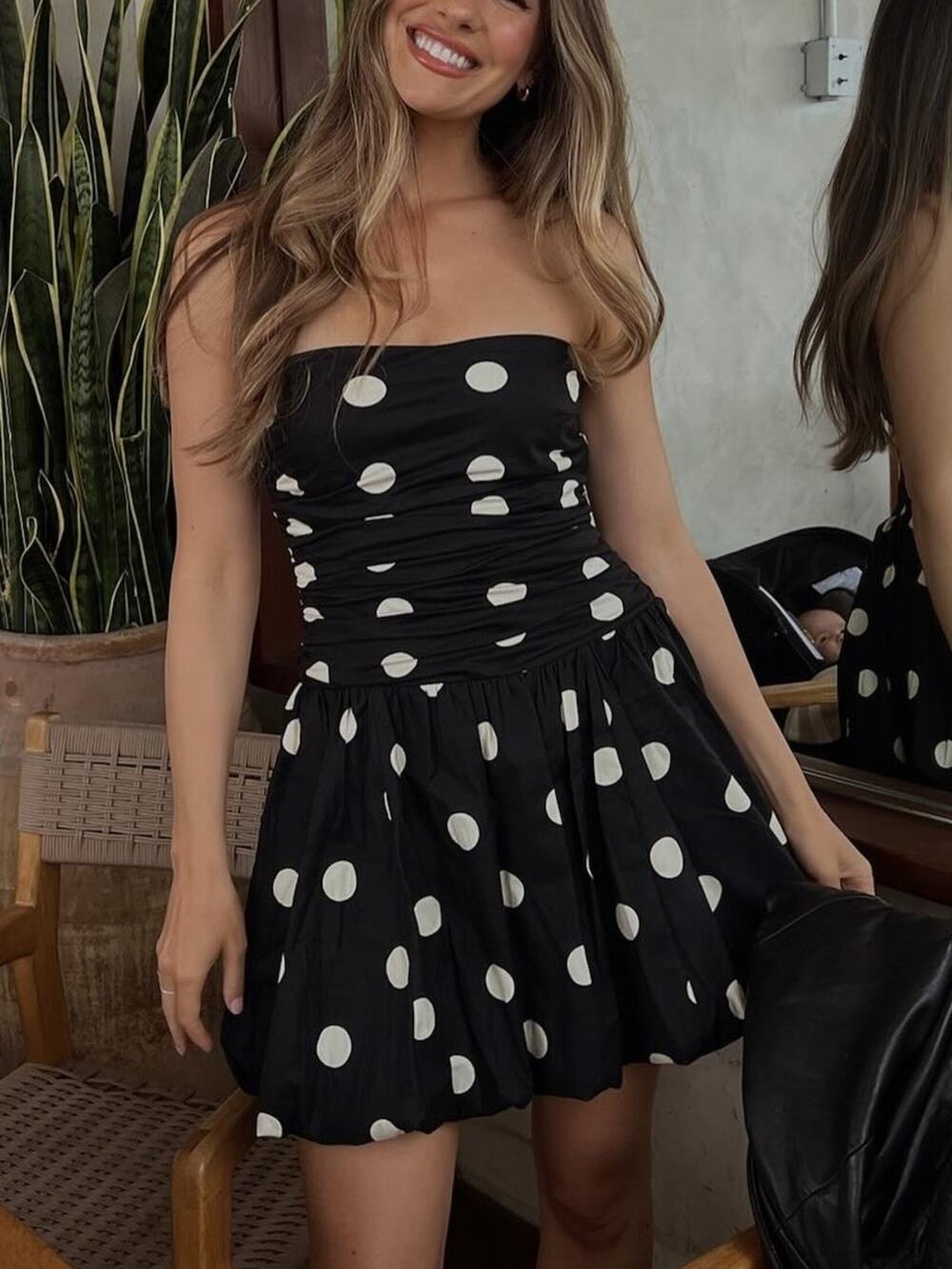 Reformation Clea Dress in Moon Dot 8